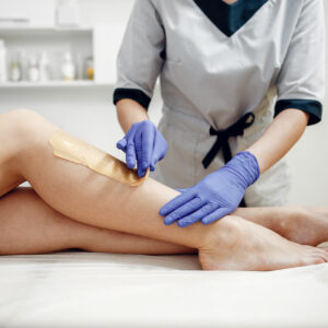 hair removal. Woman in beauty salon